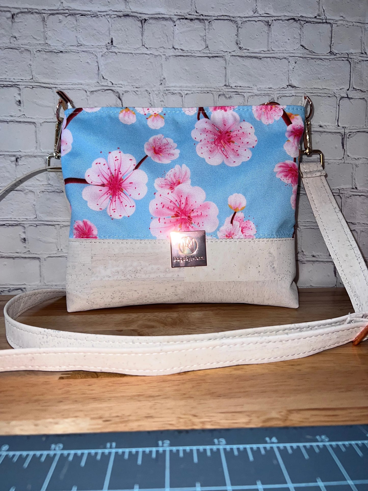 Handmade Crossbody Handbag  Cork and Floral