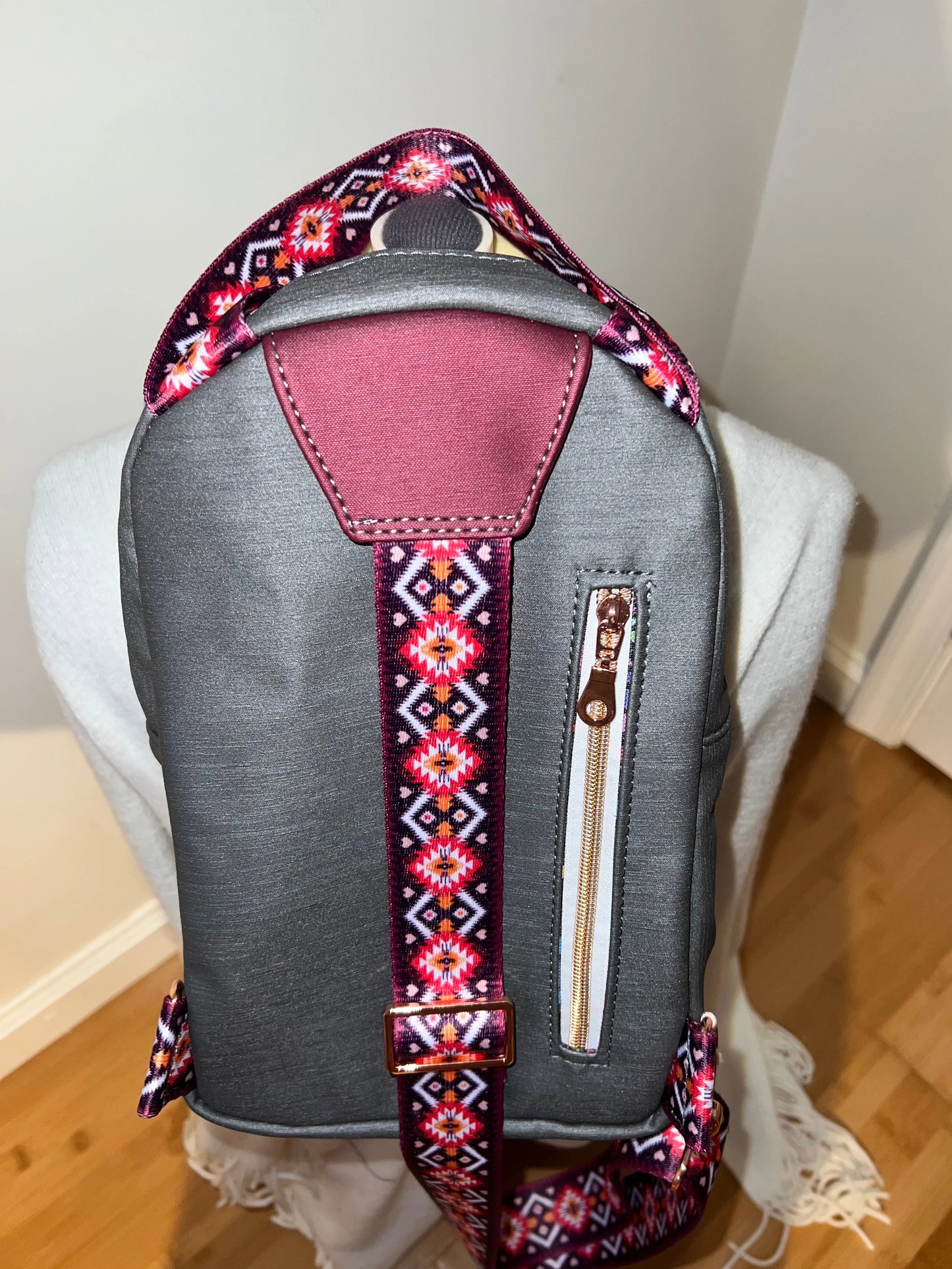 Handmade sling back bag