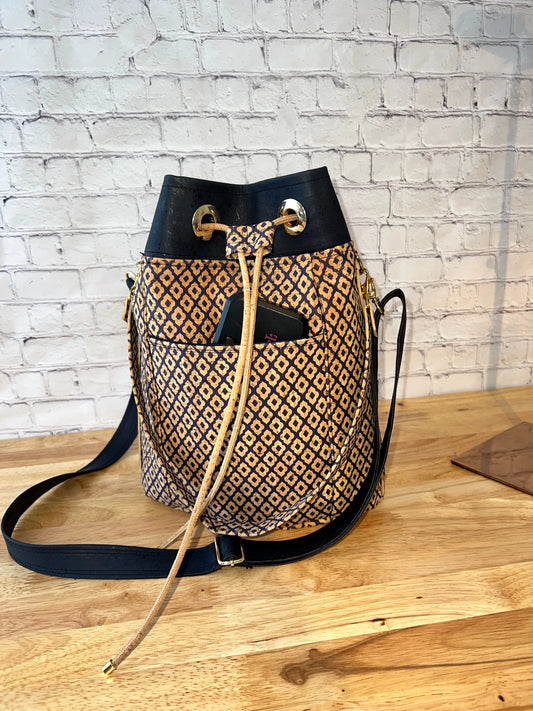 Handmade Cork Bucket Bag/ Crossbody